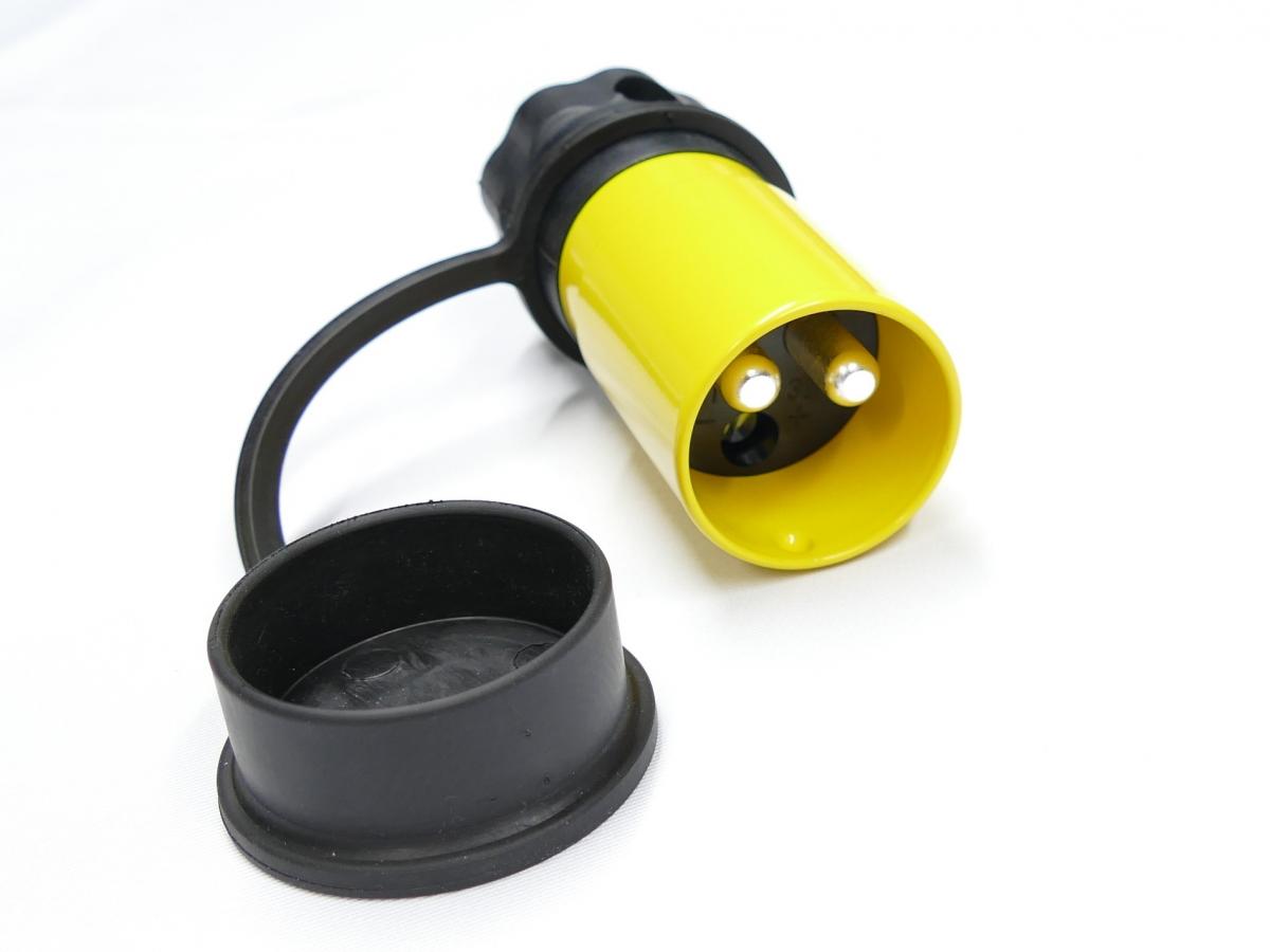 Bild 2-polige 24 Volt Stecker 35 mm2, 50 mm2, gelb, mit Staubschutzkappe